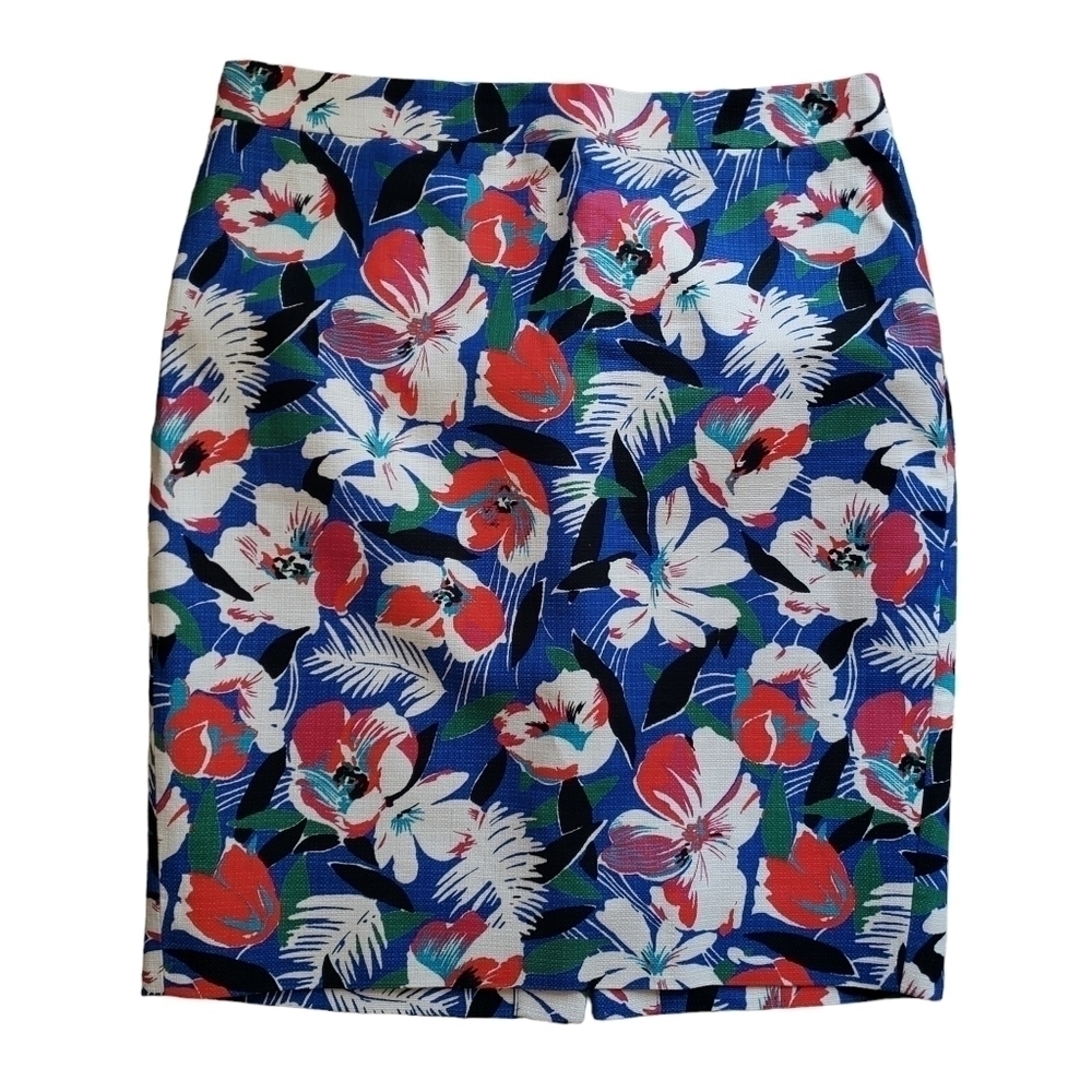🌻J. Crew Basket Weave Floral Pencil Skirt B8203, Size 6 - Picture 2 of 5